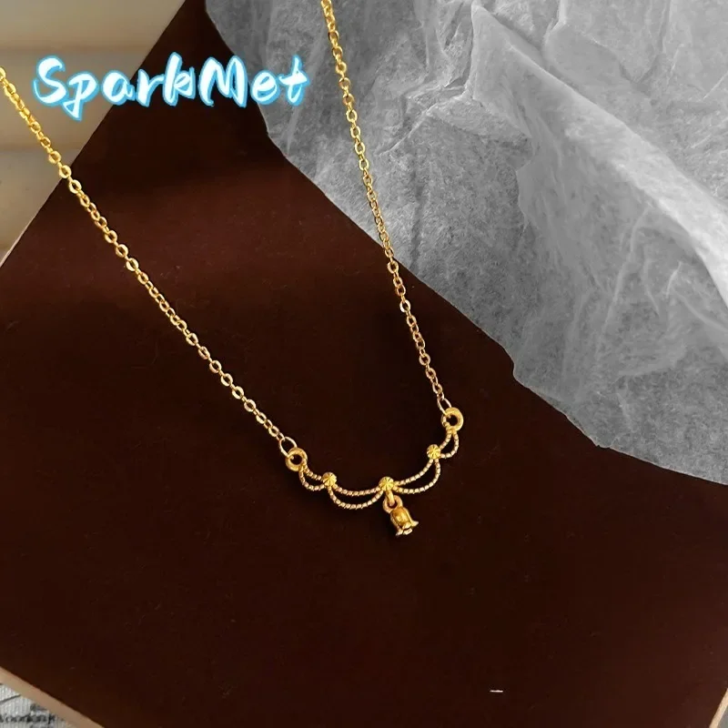 

Изысканное колье Sparkmet Niche Design 9999 из 24-каратного золота с цветком ландыша, изысканное колье из песочного золота с цветком ландыша Manmeng S