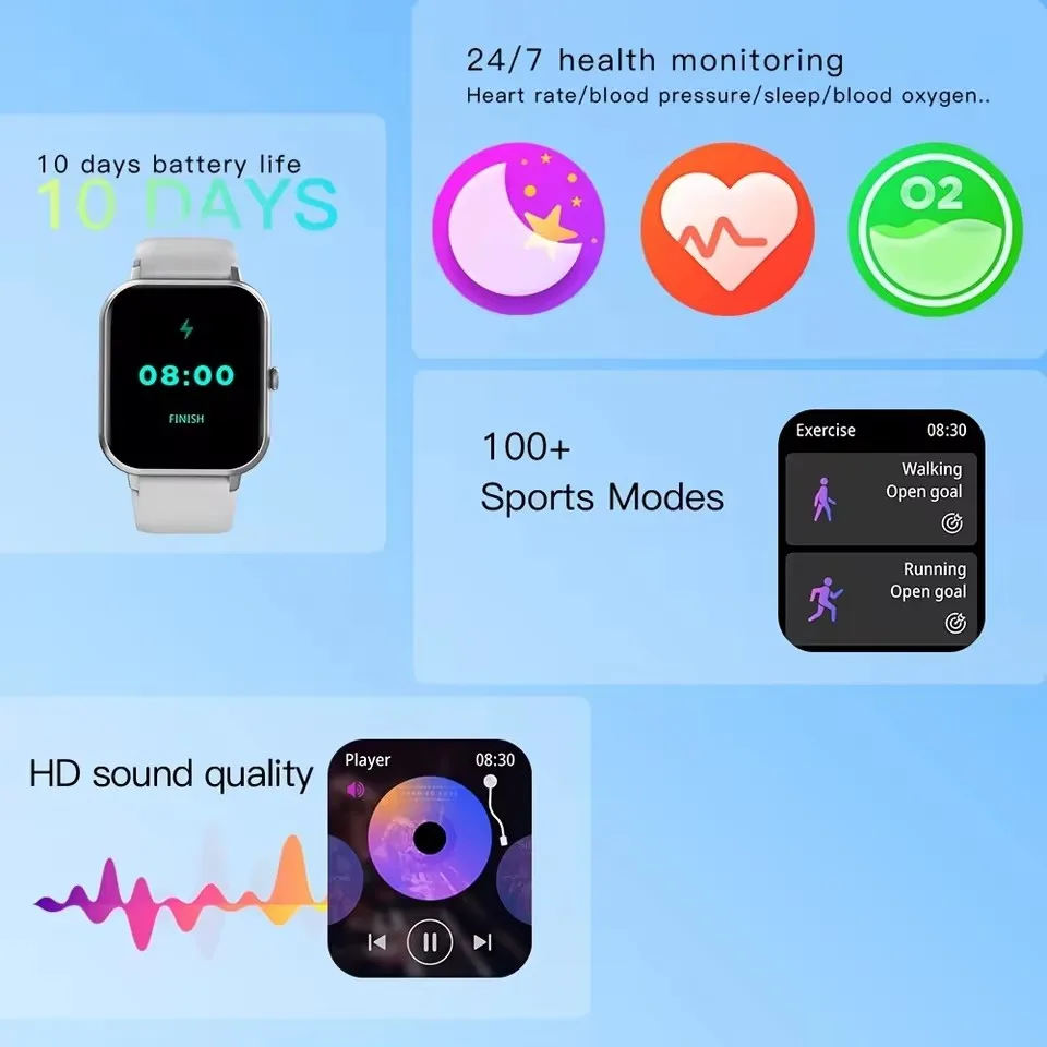 

2026 New For Women Bluetooth Call Smart Watch Women Men Heart Rate Blood Oxygen Voice Assistant 100+Sports Ladies Smartwatch