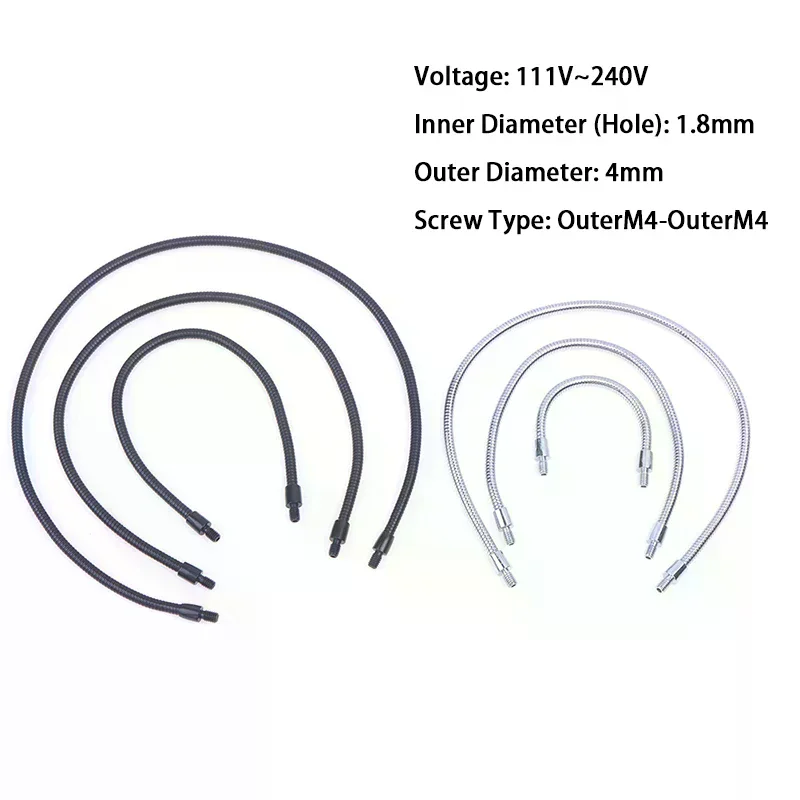 LED M4 Black Silver Microphone Positioning Hose Two External Teeth M4 Flexible Snake Tube