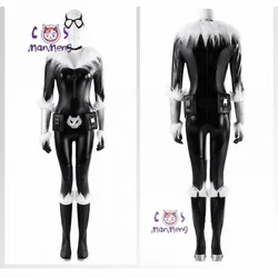 Black Cat Felicia Hardy Cosplay Fortnit Costume Leather jumpsuit mask waist bag accessories set Halloween party sexy uniform