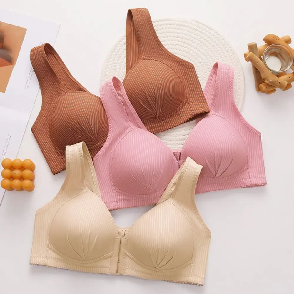 

Fashion Large Size Front Button Bras Beautiful Back Vest Top Seamless Bra with Pad Intimates Underwear Women's Push Up Bra Women