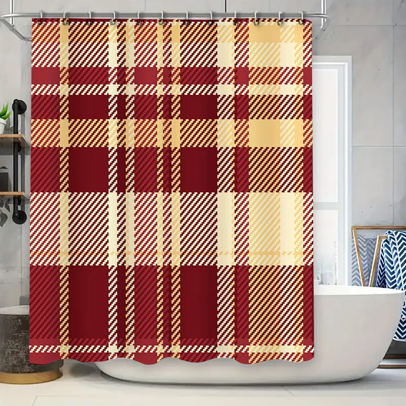 

Modern Plaid Waterproof Shower Curtain Water Resistant Fabric for Bathrooms Decor in Multiple Colors!