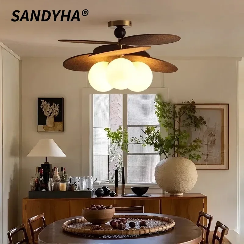

SANDYHA Nordic Retro Chandelier Rattan Woven Ceiling Light LED Lighting Fixture for Bedroom Living Room Corridor Home Decoration