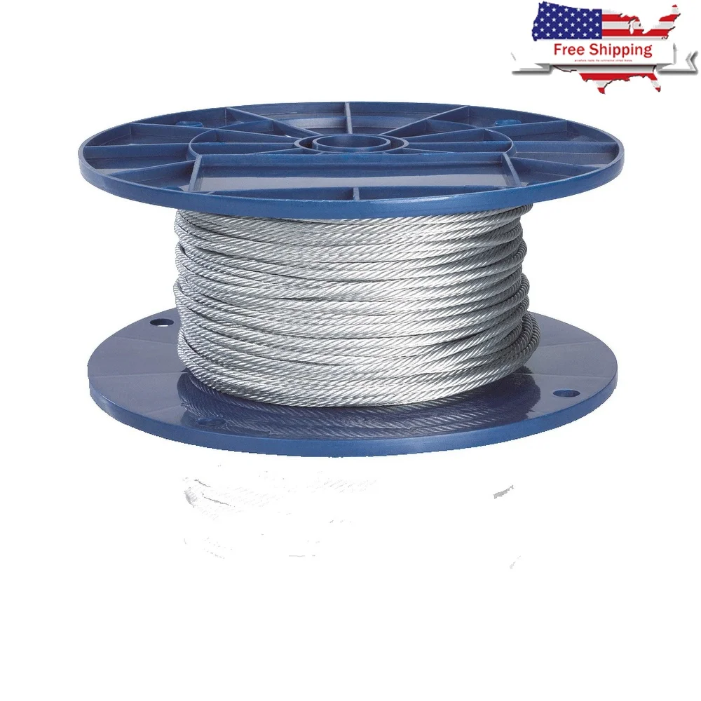 

1/8 Inch Vinyl Coated Cable 500ft Wire Rope 7x7 Durable Multi-Purpose Easy Installation Hardware Industrial Use 96LBS WLL