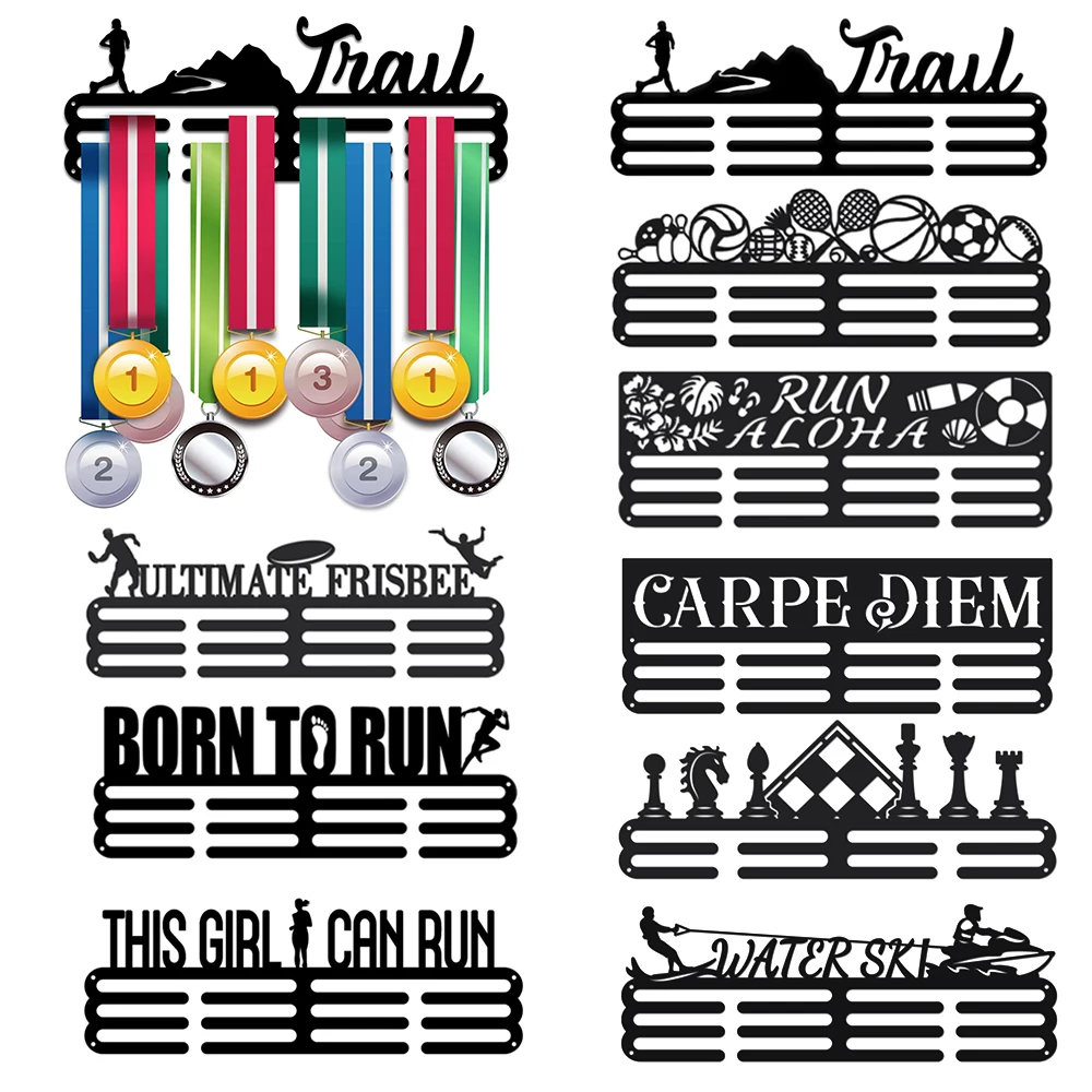 Medal Holder Display Runner Trail Award Ribbon Hanger 3 Lines Medal Hanger Sport Award Ribbon Cheer Rack Wall Mount Metal Frame