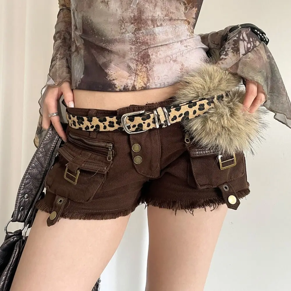 

Simple PU Leather Leather Fur Belt Leopard Print Faux Fur Belt Punk Versatile Furry Waistband Daily