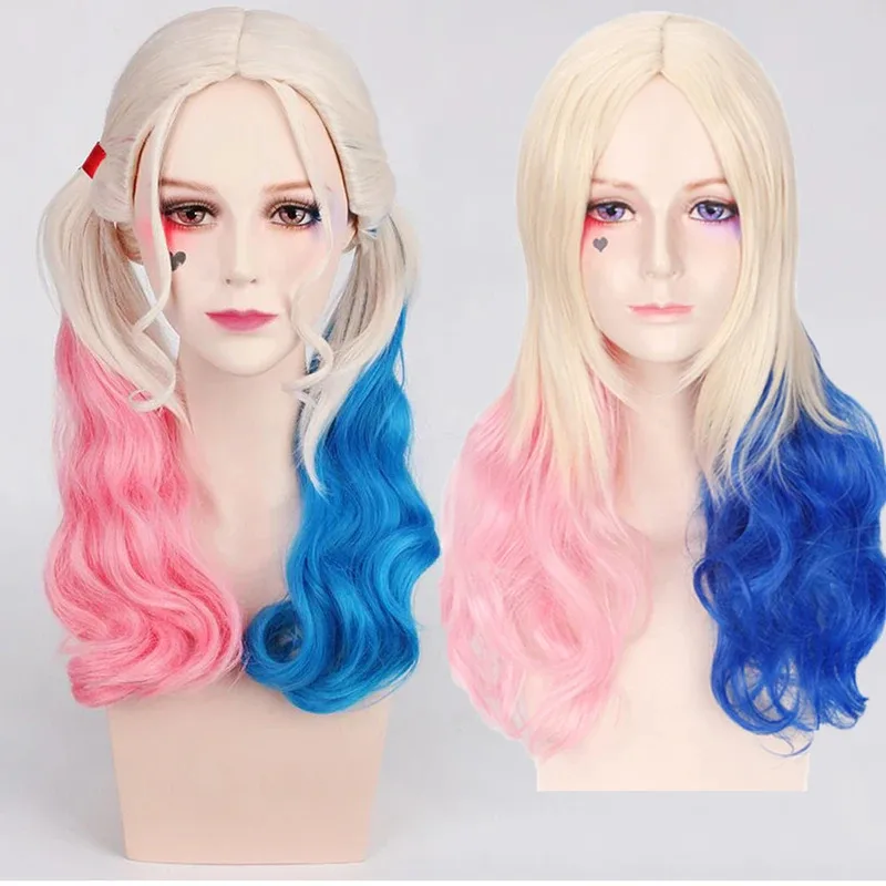 2025 11 Harley Quinn Cosplay Wig Halloween Props Girl's Wigs Harleen Quinzel Hair Dresser For Adult Party Decorations