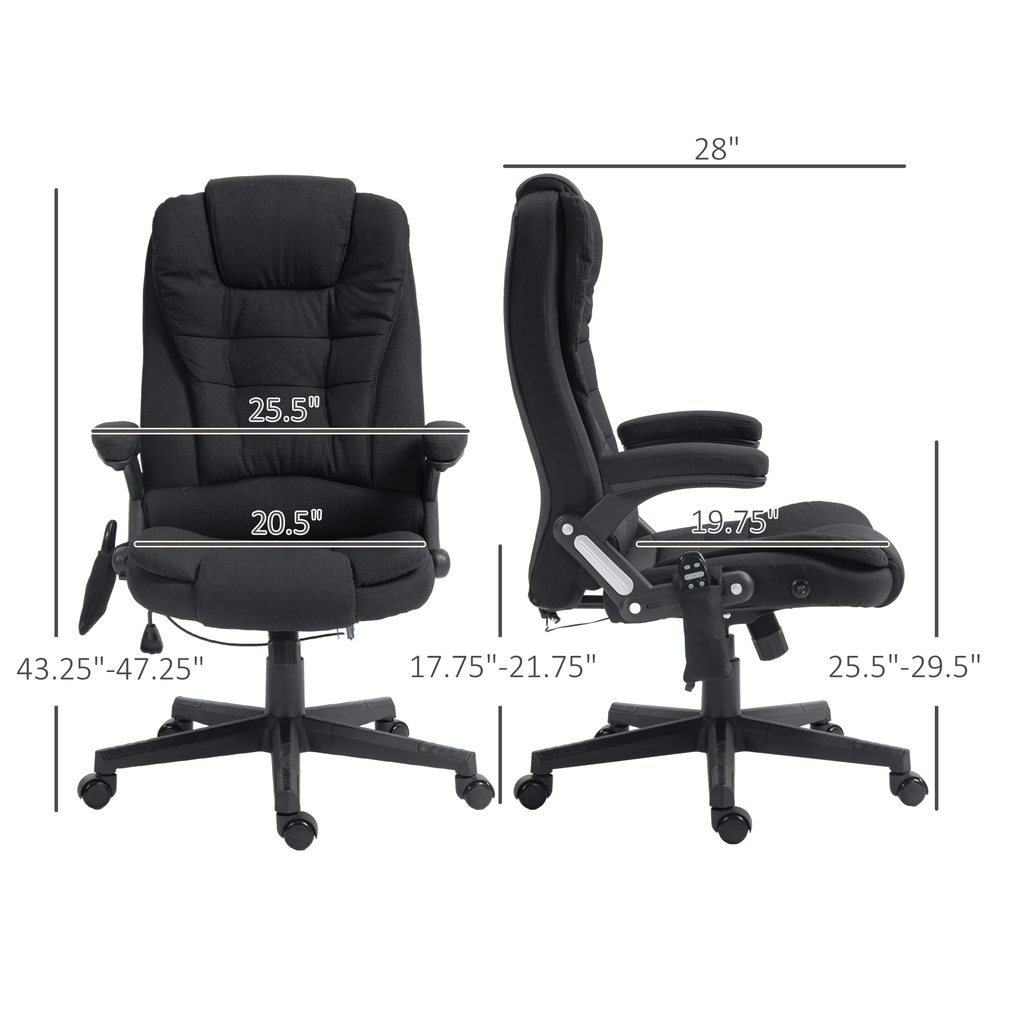 Massage Office Chair with 6 Points Heat Linen Executive Office Chair Black