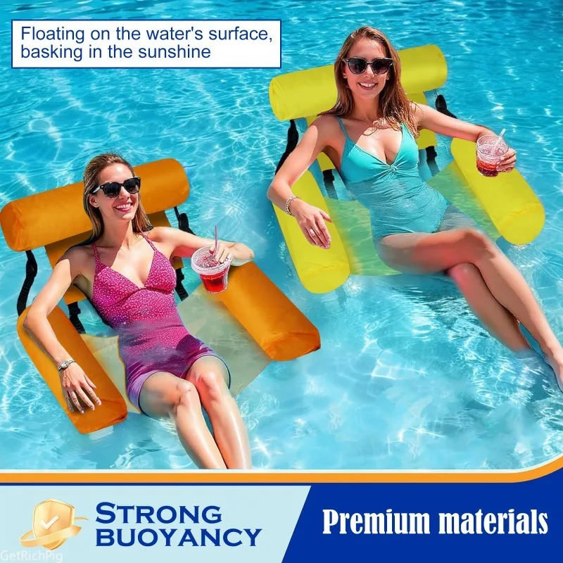 Hamaca Flotante Plegable, Tumbona Inflable para Piscina, Colchoneta Flotante, Cama Reclinable Flotante, Colchón de Aire para Piscina, Accesorios para Piscina