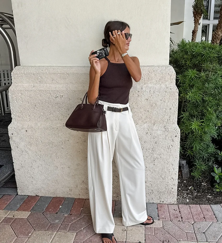 BKLD Solid Color New White High Waisted Loose Casual Pants Summer 2025 Fashion Commuting Pants Trousers Clothes For Women
