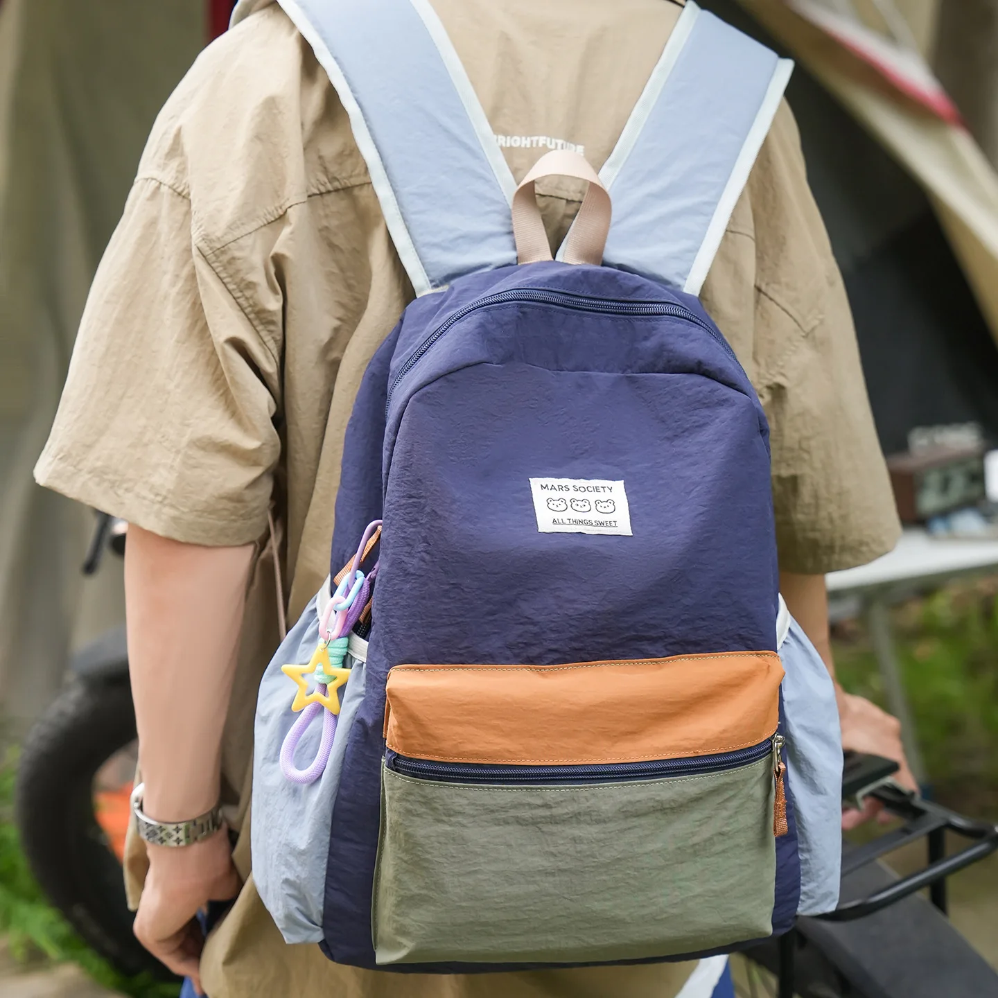 Korean Style Spliced Outdoor Travel Unisex Lightweight Daily Backpack Student Bookbag Travel Chest Bag Men's Women's Shoulder...