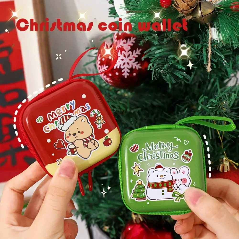Kawaii الدب عيد الميلاد المحفظة أرنب مقاوم للماء عيد الميلاد محفظة نسائية للعملات المعدنية صفيح المحمولة عيد الميلاد سماعة حقيبة المدرسة