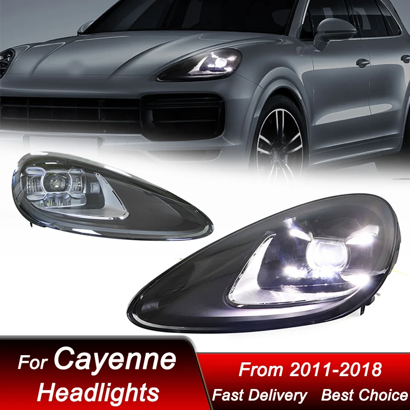 

Автомобильные фары для Porsche Cayenne 958 2011-2018 до 2019, стиль full светодиодный, автомобильная фара в сборе, комплект аксессуаров для объектива проектора