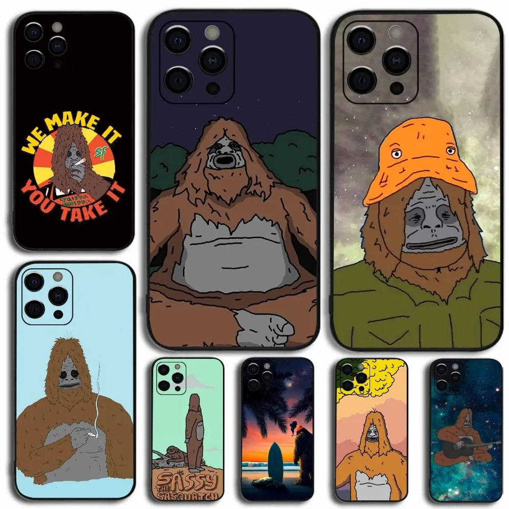 Sassy The S-Sasquatch Phone Case For Apple iPhone 15,14,13,12,11,Pro,X,XS,Max,XR,Plus,Mini Soft Black Cover