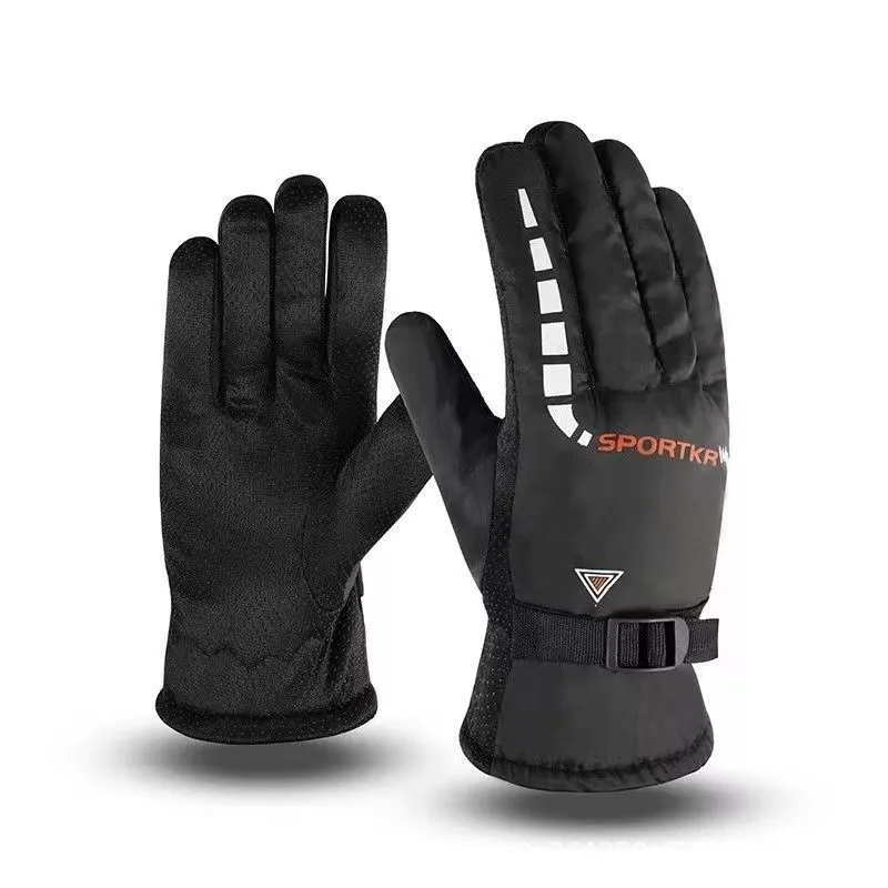 Gants chauds d'hiver pour hommes et femmes, épais en coton, antidérapants, doublés en polaire, Sports de plein air, gants de cyclisme coupe-vent