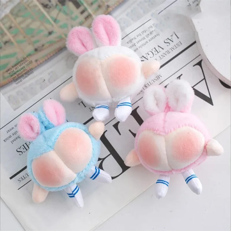 

10CM Cute Peach Butt Buttocks Rabbit Plush Toy Small Animal Soft Stuffed Pendant Keychain Student Gift For Christmas 3 Colour