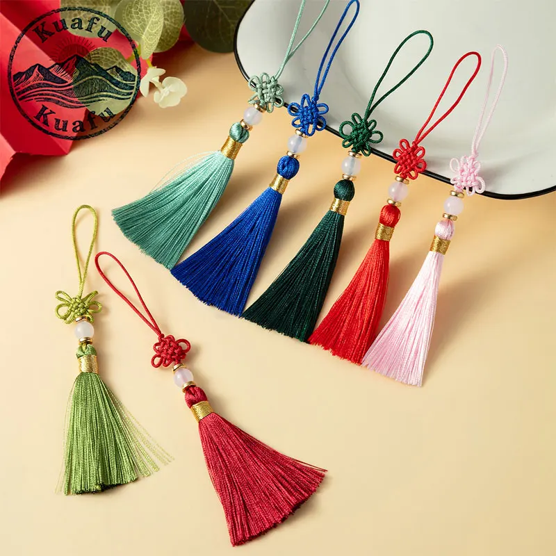 5/10/20 Stück Quasten, chinesischer Knoten, Seidenquaste, handgewebter Perlenanhänger, Fransen für DIY-Bastelarbeiten, Geschenk, Schmuckherstellung, Lesezeichen, Dekoration – Detail 2