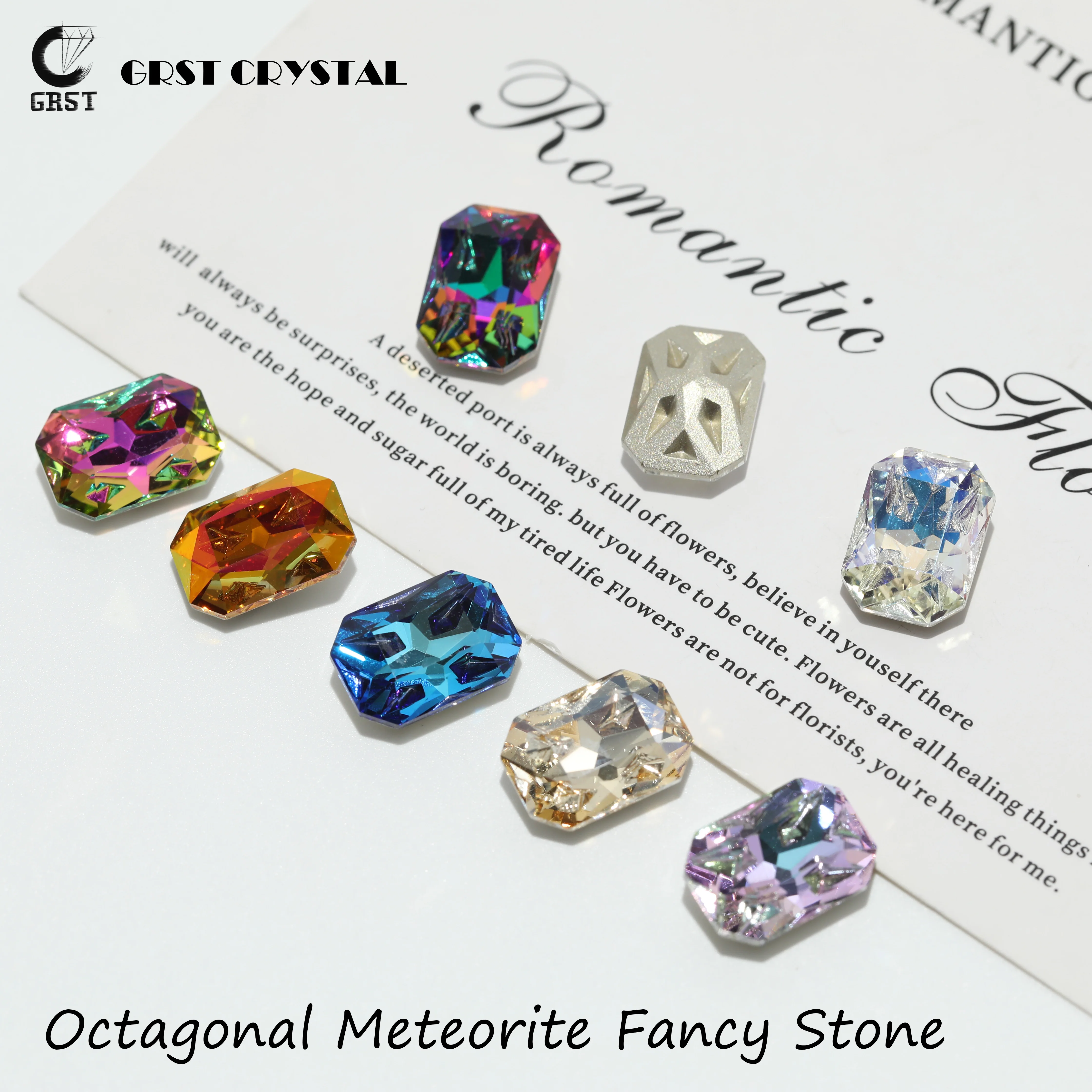 GRST Shiny Crystal DV4023 Octagonal Fancy Stones Premium Meteorite Series Rhinestones DIY Supplies for Nail Art Wedding Dresses