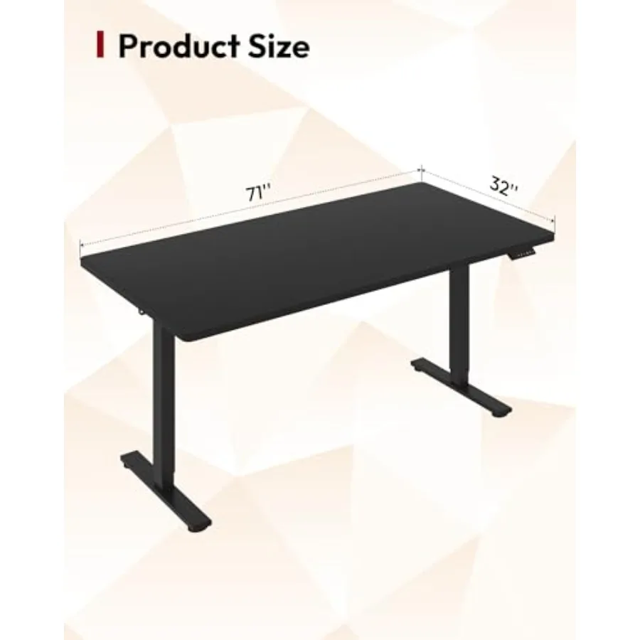 Large Electric Computer Height Adjustable Standing Desk for office use, steel frame, matte black finish, smooth dual-motor lift