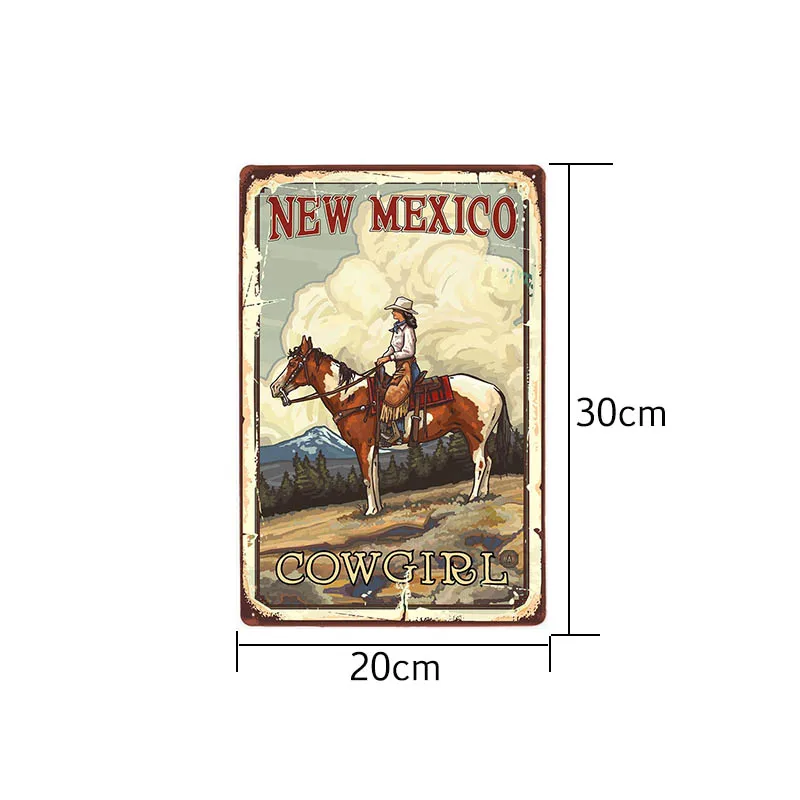 Western Cowboy Retro Metal Tin Sign Ride Horse Art Poster Bar Pub Cafe Wall Plates Vintage Plaque Home Decor 20x30cm