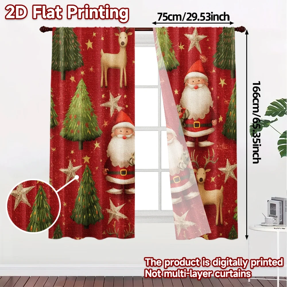 2D Flat Printing,JIT 2pcs, Curtains (Without Rod) Festive Wonderland Contemporary Chic Curtains Versatile Polyester Curtains