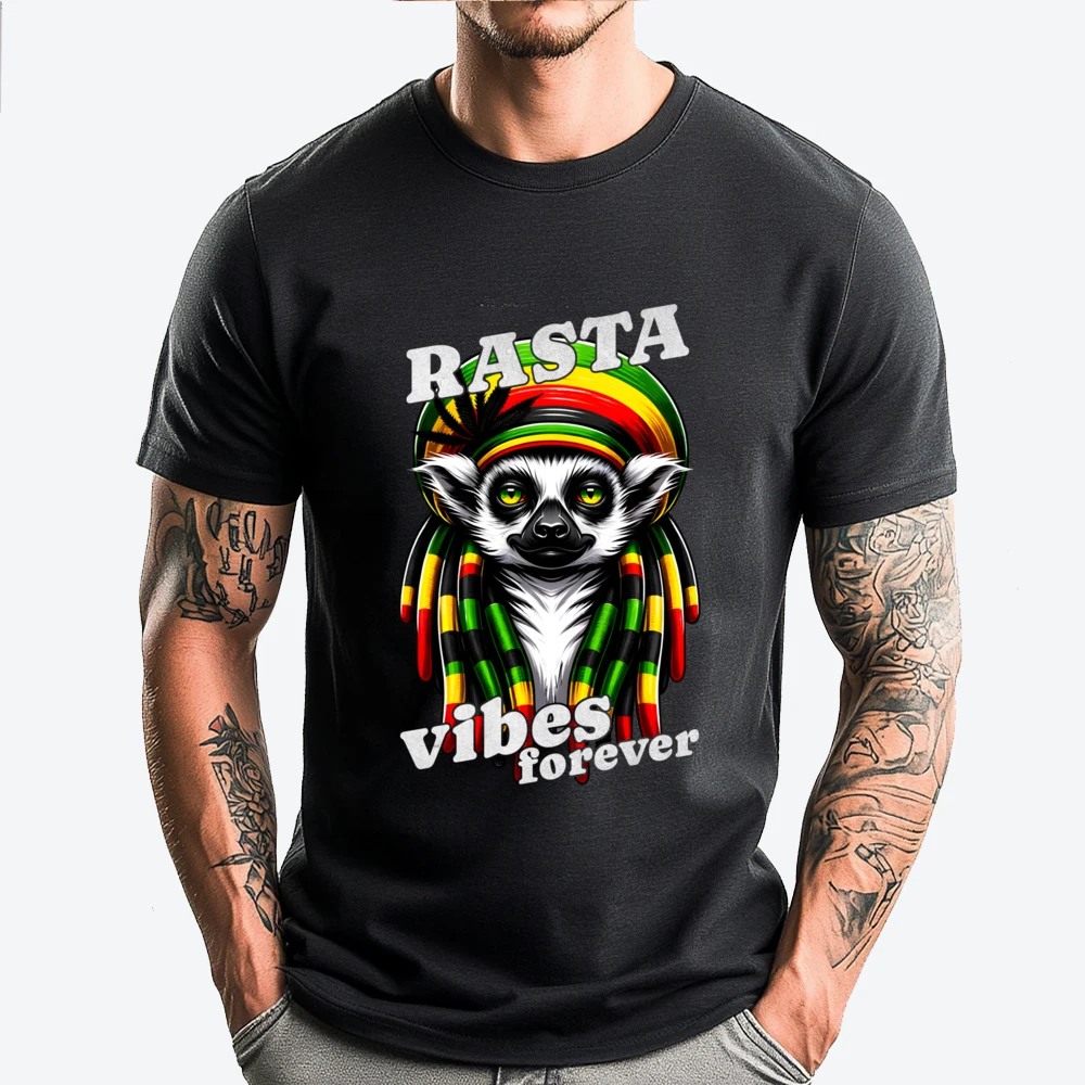 

Rasta Lemur Reggae Jamaica Hat Colors Graphic T Shirts Men Clothes Mens Clothing T Shirts For Men Man Tops Tees Family