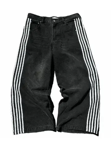 गर्मियों में पुरुषों के लिए चौड़े पैरों वाली डेनिम पैंट, कैज़ुअल स्ट्राइप प्रिंट वाली ढीली जींस, स्ट्रीटवियर के लिए कैज़ुअल, आरामदायक 8 best sales पुरुषों की जींस - №5