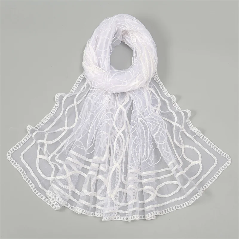 Women Hijab Wrap Shawl Flower Lace Scarves Lady Fashion Wedding Headscarves Female Spring Summer Photo Props Accessories 2024