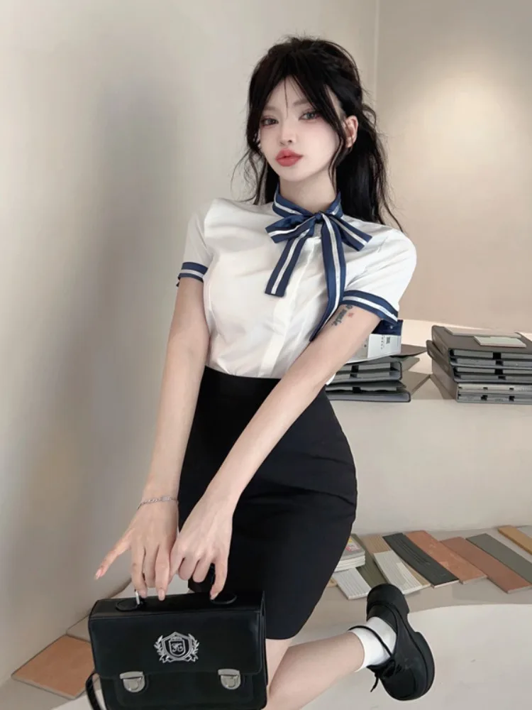 Profional ort Sve irt et jupe ensemble tenue d'affaires pour femme coupe ajustée réception d'hôtel travail orm mélange de coton