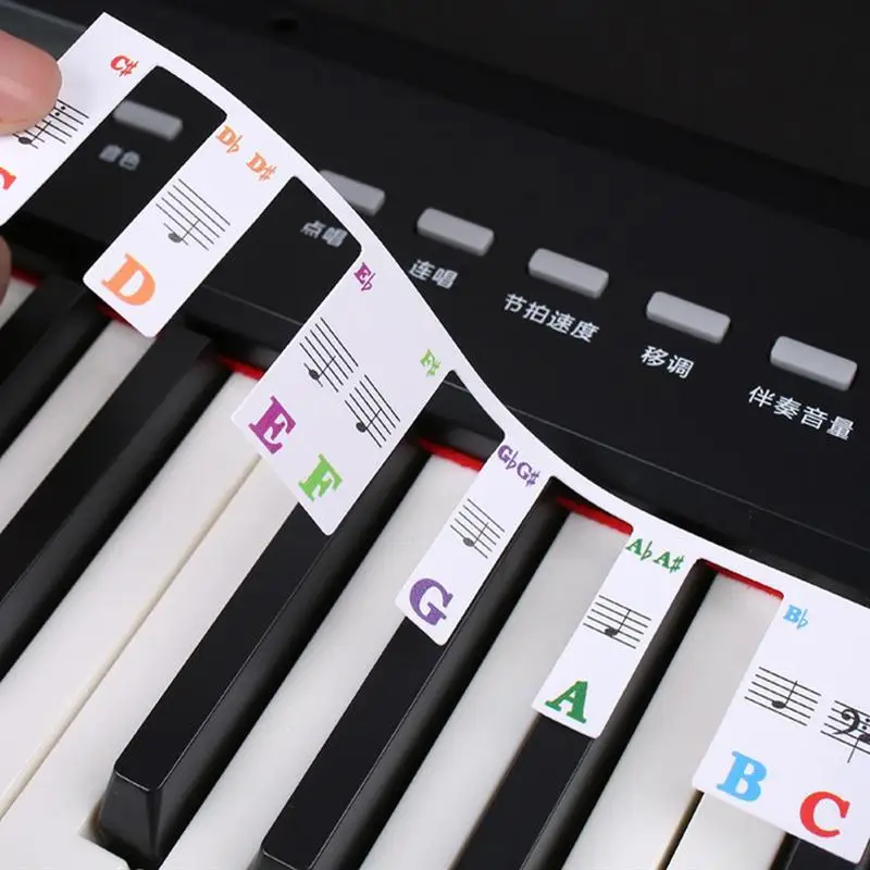 61/88 Keys Removable Piano Keyboard Stickers Key Labels Marker Piano Rake Notes Marker Overlay For Piano Fingering Learning