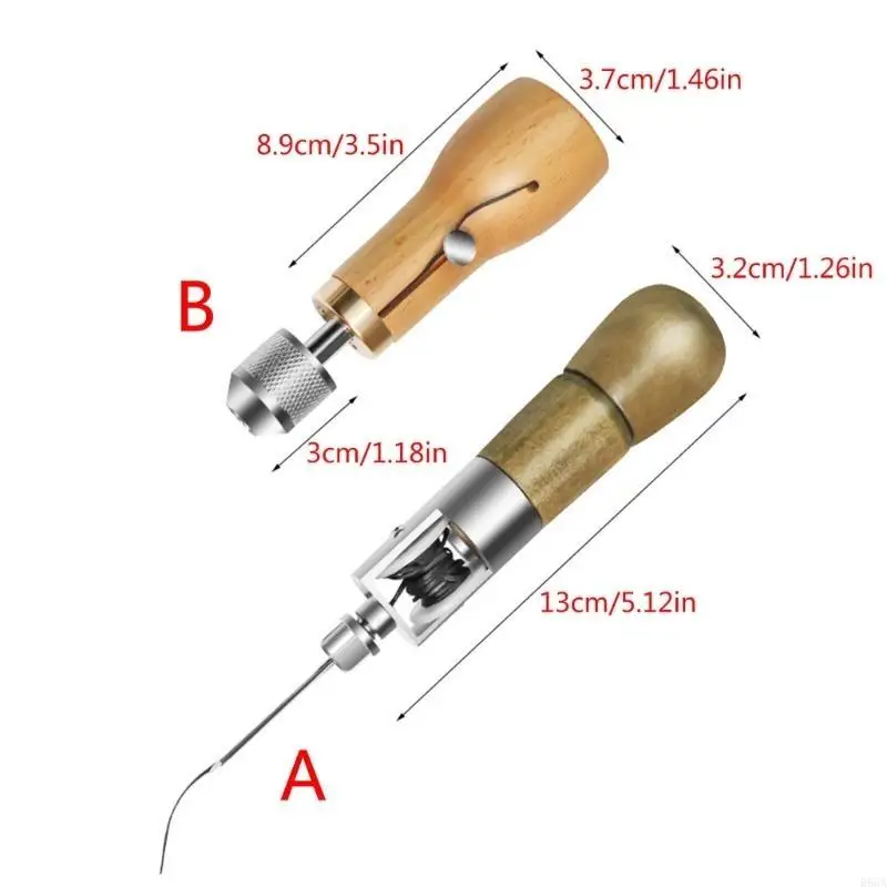 R66A Stitching Awl Tool Including Sewing Repair Awl, Straight Needle, Thread, Bobbin and Small Screwdriver