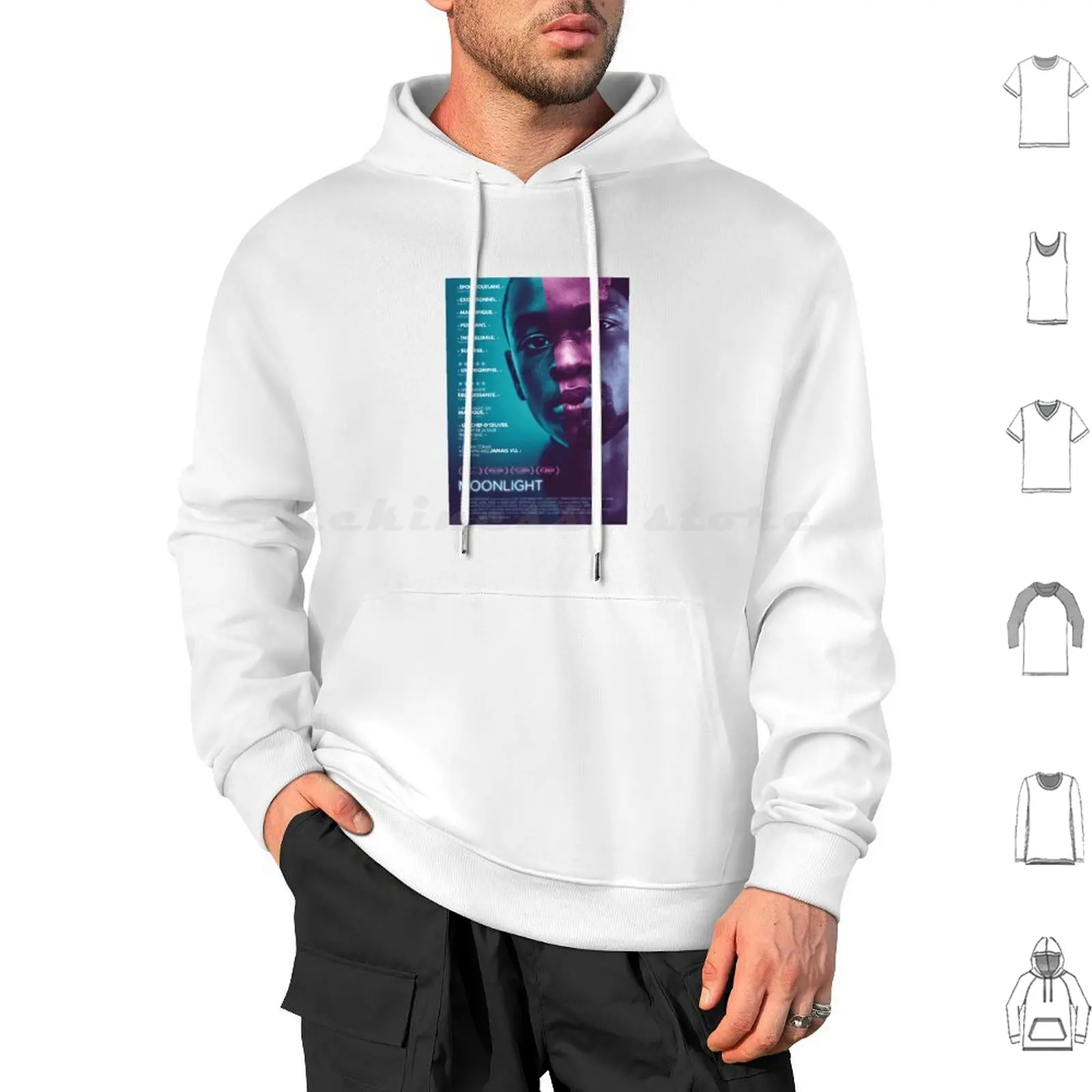 Moonlight French Poster Hoodie cotton Long Sleeve Bong Joon Ho Webbed Oscar Movie Korean Classic Hd Culture Logo Black And