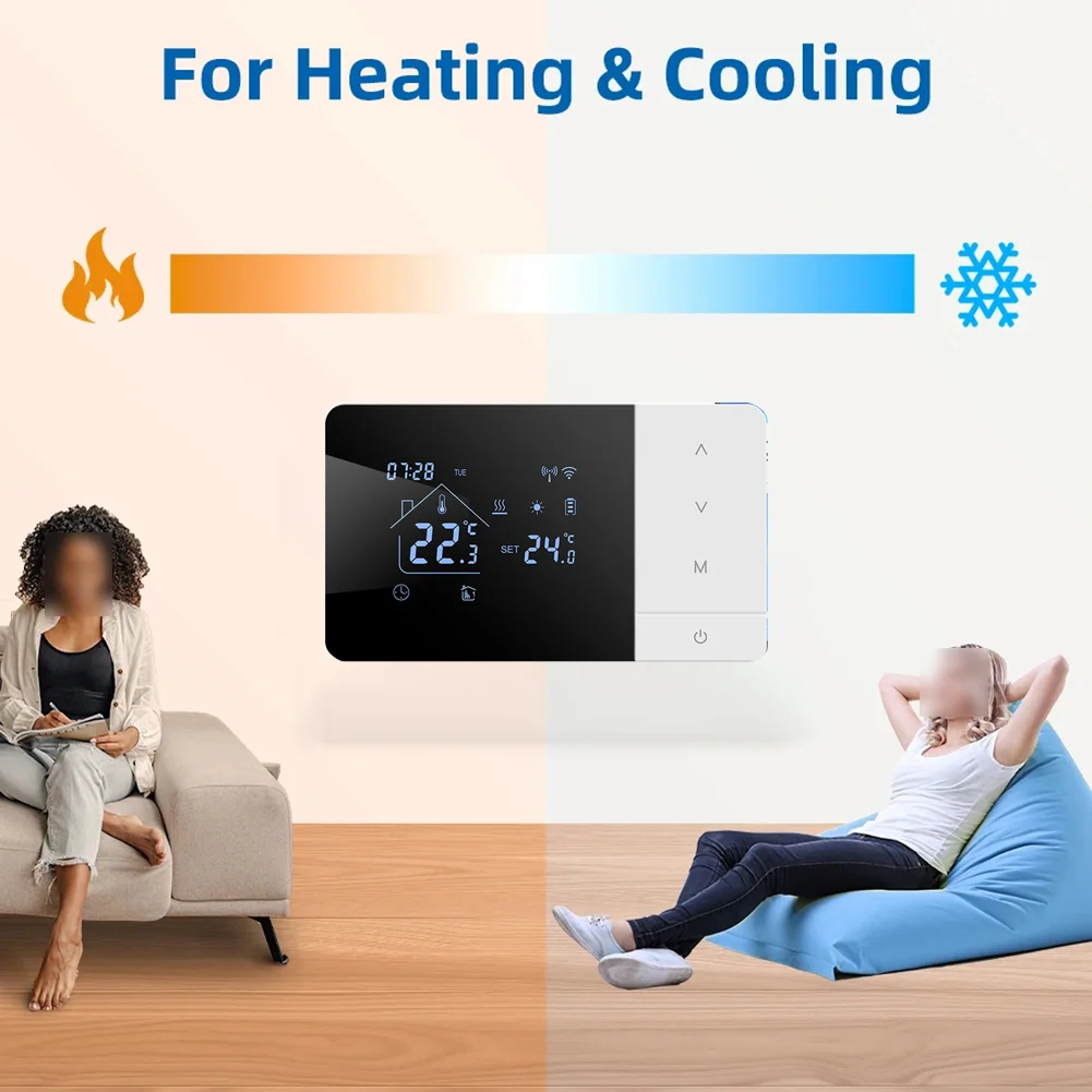 

For ALEXA For Smart Life Programmable Thermostat Smart Heating Energy Management Black White Voice Control Thermostat