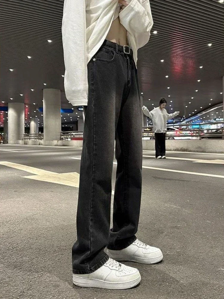 Male Cowboy Pants Flared Trousers Large Size Jeans for Men Loose Black Bootcut Stylish Y 2k Vintage Clothes Y2k 2000s Regular Xs