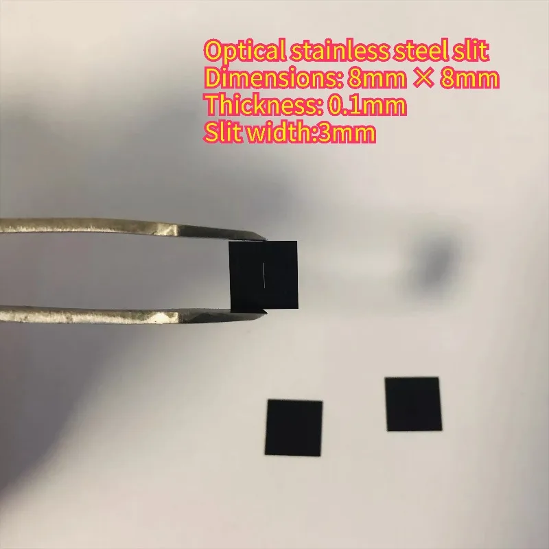 1PC 8x8x0.1mm Optical Stainless Steel Slit Blackening 50 micron Width Slit Length 3mm for Single-Slit Diffraction Experiment