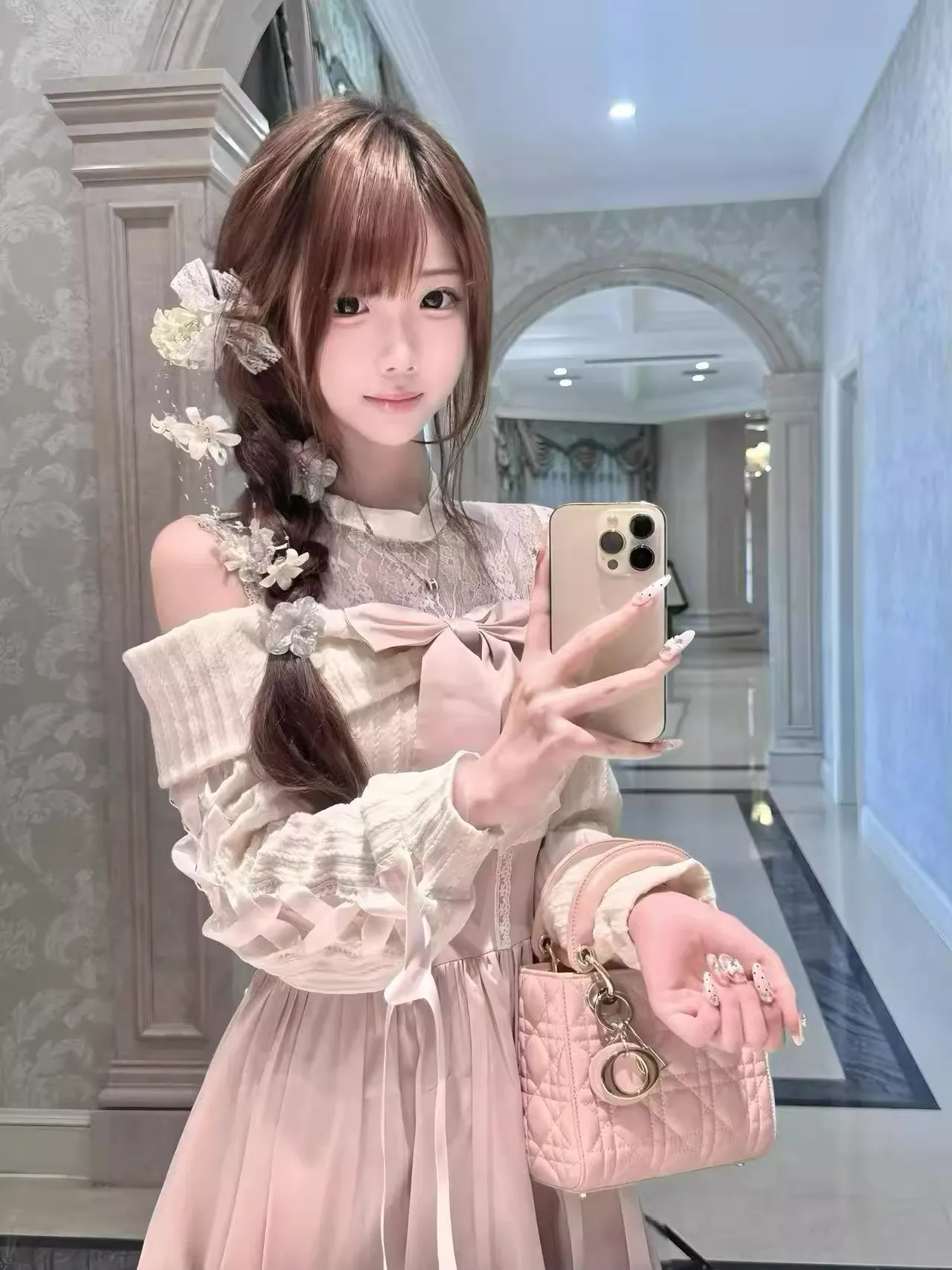 

Sweet Girl Lace Splice oulder Bared Dr Women's Spring Autumn High Waist Knot Long Sve Slimming Long Dr