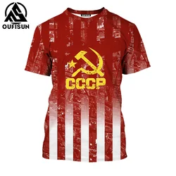 2024 New Men T-Shirts Russian Clothing CCCP Graphic Apparel Oversized Short Sleeve Tops Boys Tees Summer Street For Male T-Shirt