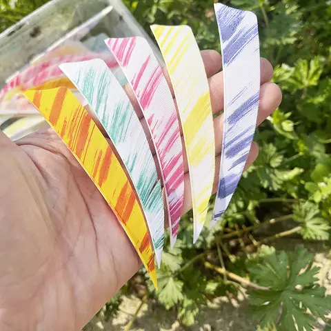 50Pcs 4inch Shield Cut Fletching Arrow Turkey Feathers Color Ink Painting  Archery DIY Accessories Hunting Shooting