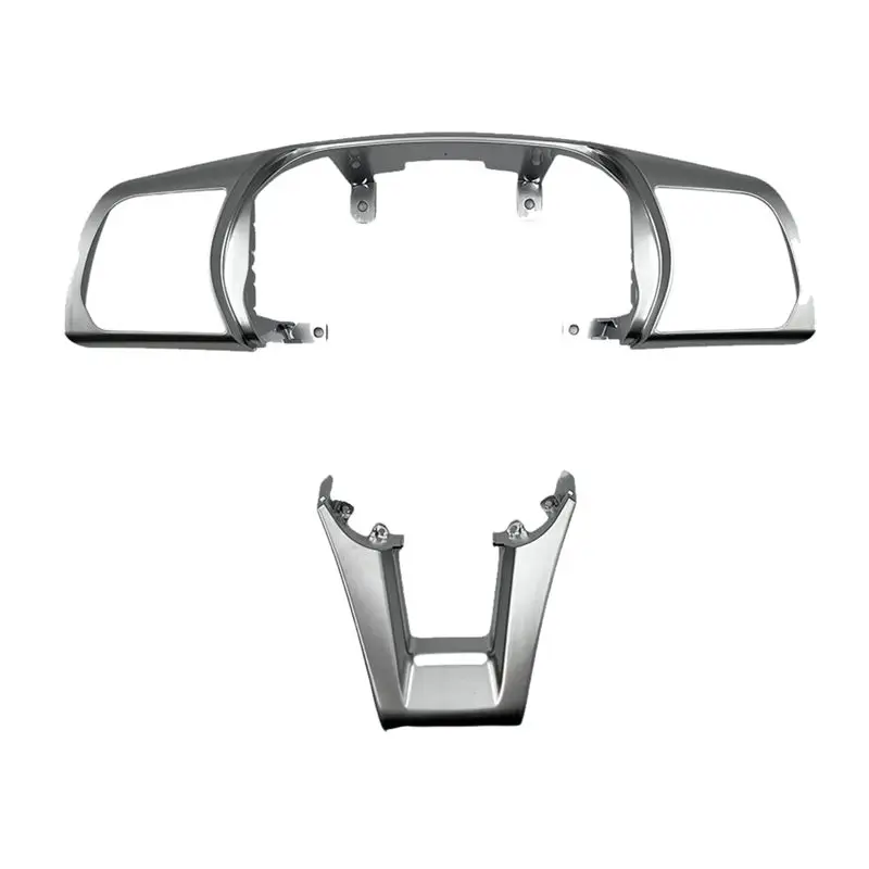 AEF2-1Set Car Steering Wheel Cover Chrome Trim Upper+Lower Button Frame Kit For 96707-C3100 56171-C3800 LHD