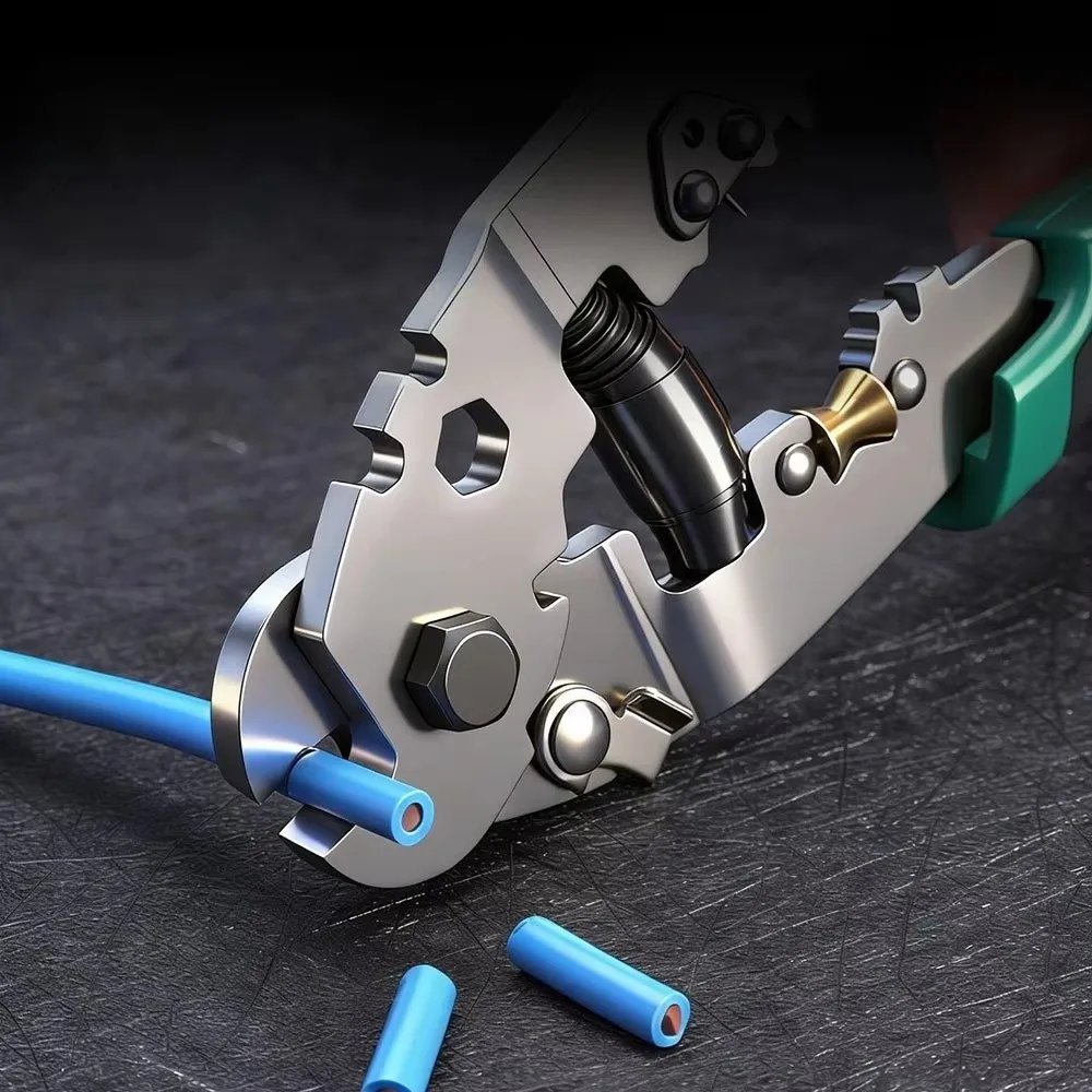 Multifunctional Wire Rope Cutters Foldable Ergonomic Handle Cable Stripper Pliers Cable Crimping Rubber Grip