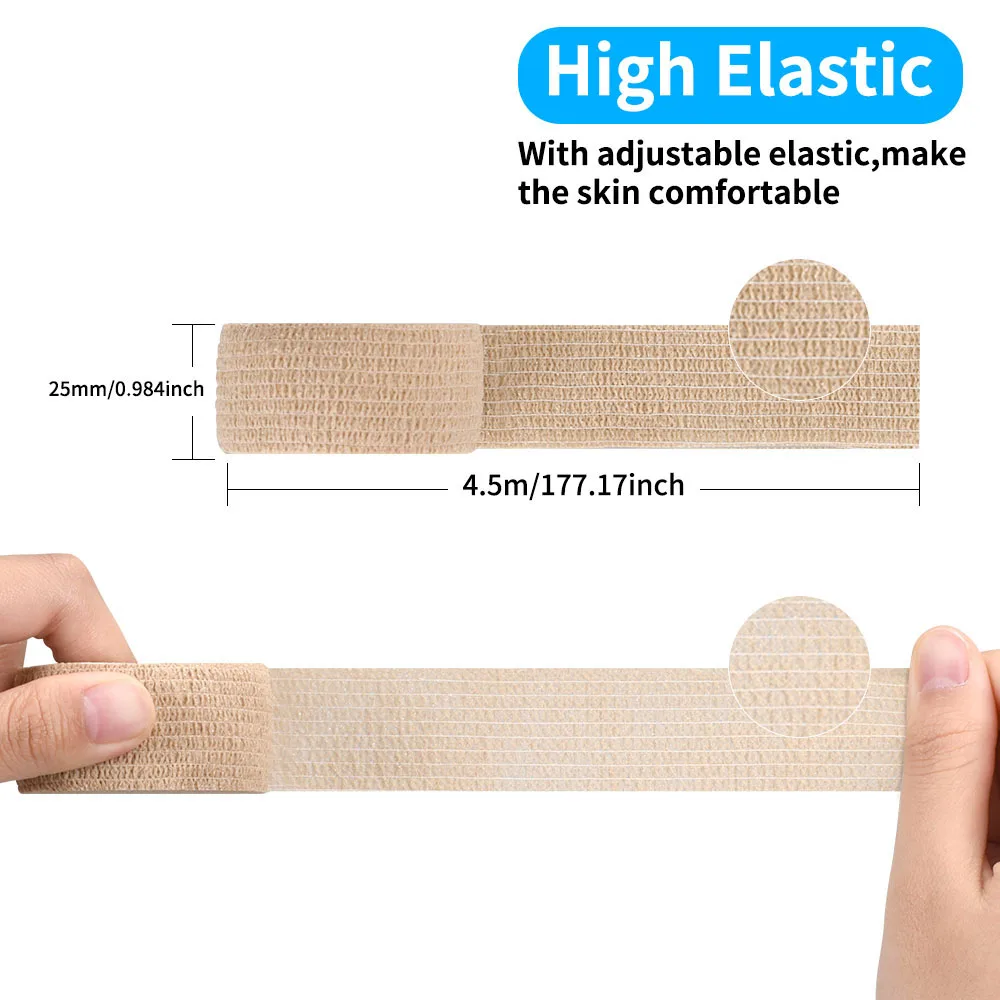 Cohesive Bandage, Self Adherent Wrap Medical Tape, Adhesive Flexible Breathable First Aid Gauze Ideal for Stretch Athletic