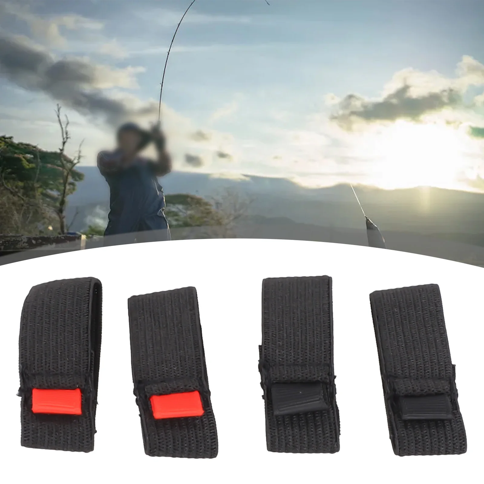 4 Pcs/suit Fishing Spool Belt Suit Flexible Black Red Elastic Fishing Reel Reel Protector Wheel Axle Belt Accessories S M L Ll