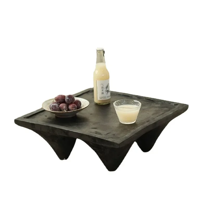 

Retro Style Small Black Tea Table Creative Light Luxury Home Decoration Woode