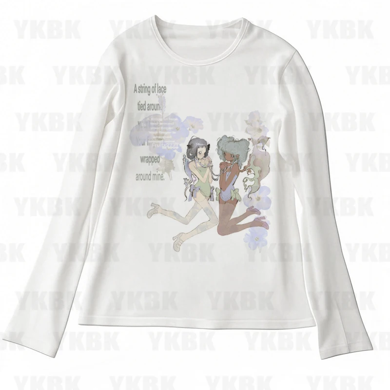 

Harajuku Streetwear Women Girl Baby Loose Long Sleeve O-neck Cute Tees Fashion Casual Anime Print Y2k T-shirts Aesthetic Vintage