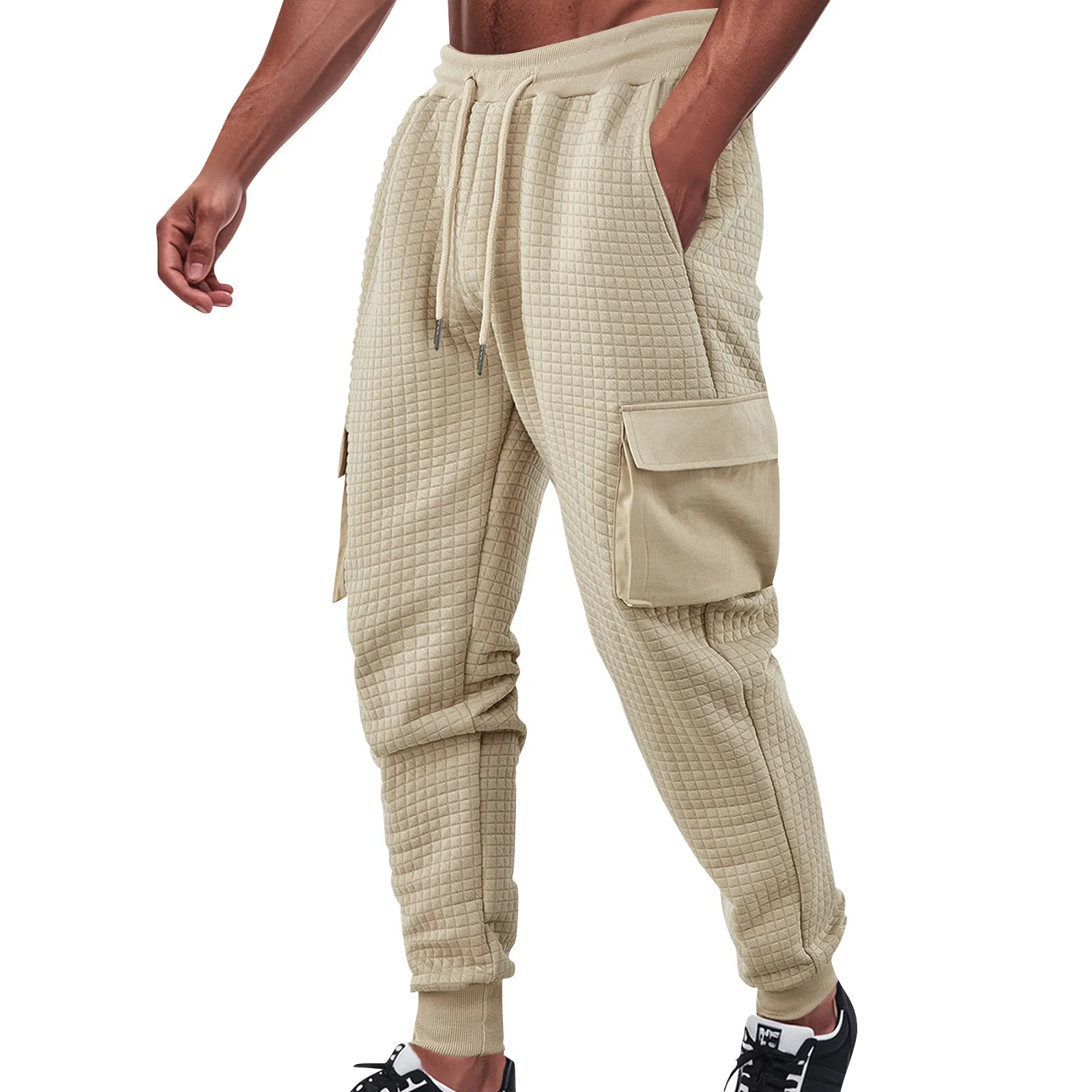 

Men'S Checkered Workwear Outdoor Pants Men'S Sports Trousers Spring Autumn Solid Workwear Jogger Sports Plaid Wide-Leg Pants