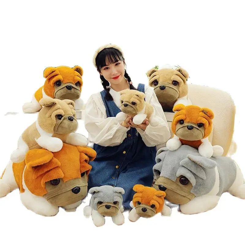 New Simulation Shar Pei Dog Plush Toy Super Soft Stuffed Animals Home Decor Stupid Puppy Plushies Throw Pillow Doll Girls Gifts