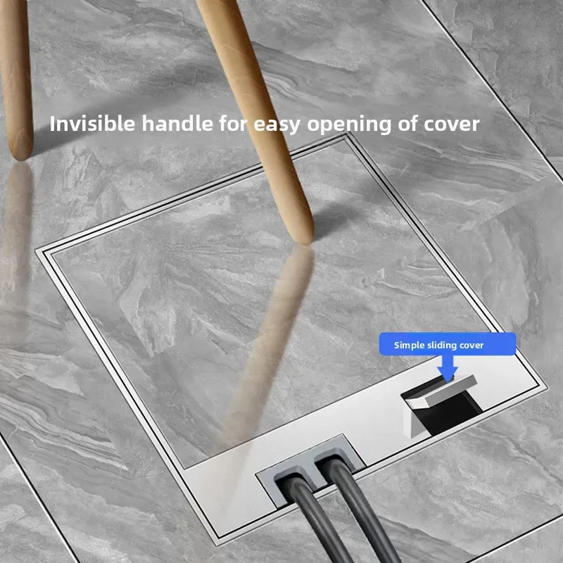 

Socket Marble Embedded Stainless Steel Ground Plug Hidden Waterproof American Standard Six Hole Invisible Ground Socket