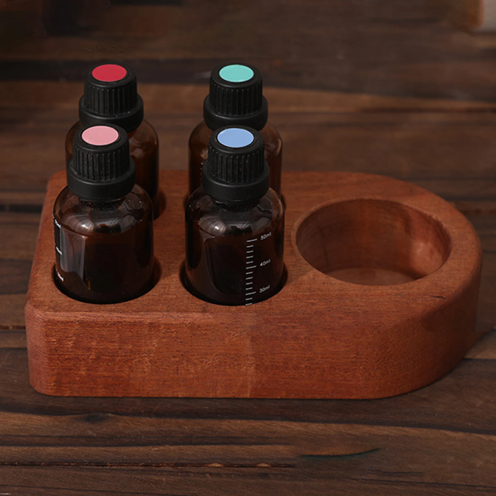 3/5/7 ثقوب خشبية رف عرض الزيوت العطرية حامل تخزين طلاء الأظافر العطور لمنظم سطح الطاولة لمتجر المنزل