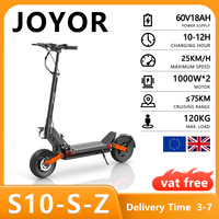 JOYOR S10-S-Z Electric Scooter 2*1000W Motor 60V 18Ah Battery 25km/h Speed 75km Range 10*3.0'' Tires Foldable Adult E-Scooters