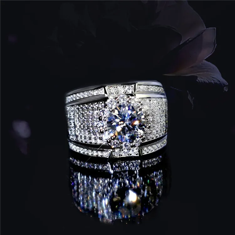 Fashion female Rings  925 Sterling Silver White Zircon Stone Finger Ring for Women&Men Wedding Band Party jewelry Accessories